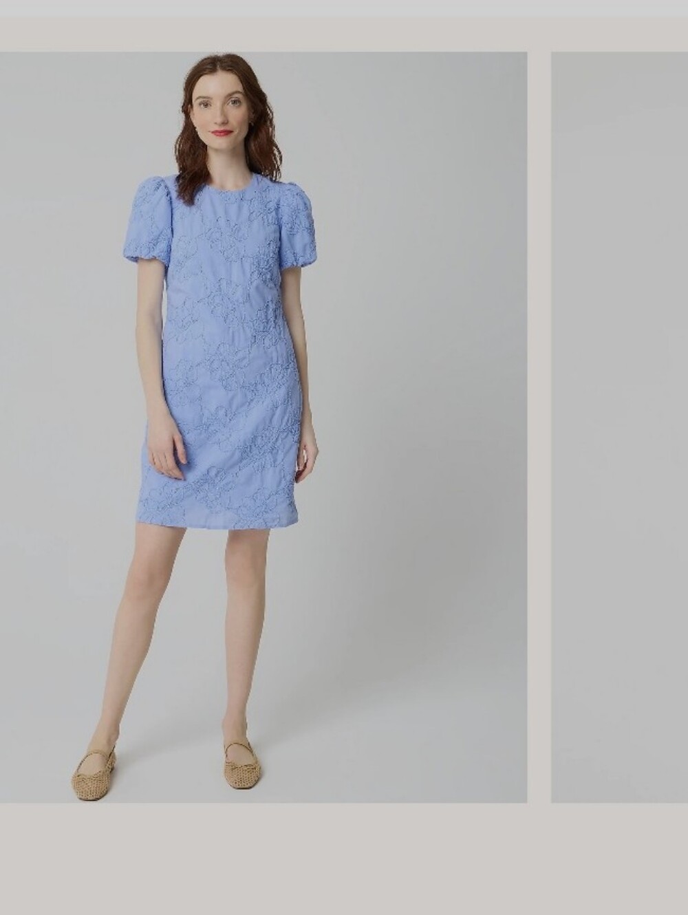 J. Crew Factory Ci022 Dusty Periwinkle Blue Puff-sleeve Mini Dress NWT